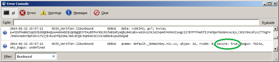 libunbound debug while verifying DKIM public key - from Thunderbird error console